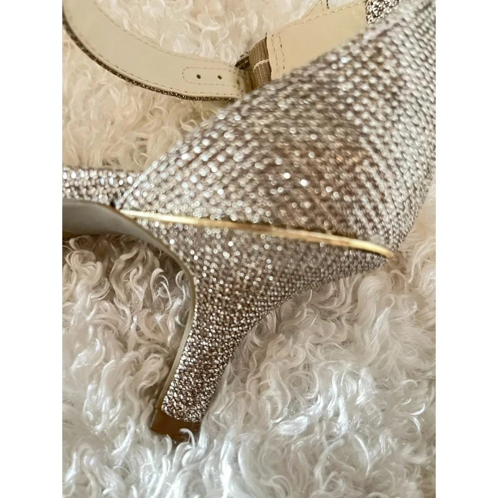 ANNE KLEIN Sparkly Gold embellished ankle strap Formal Size 8